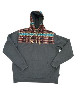 Howler Bros Hoodie Mens Shaman Aztec Southwestern Gray Jacket Size XL 1/4 Button